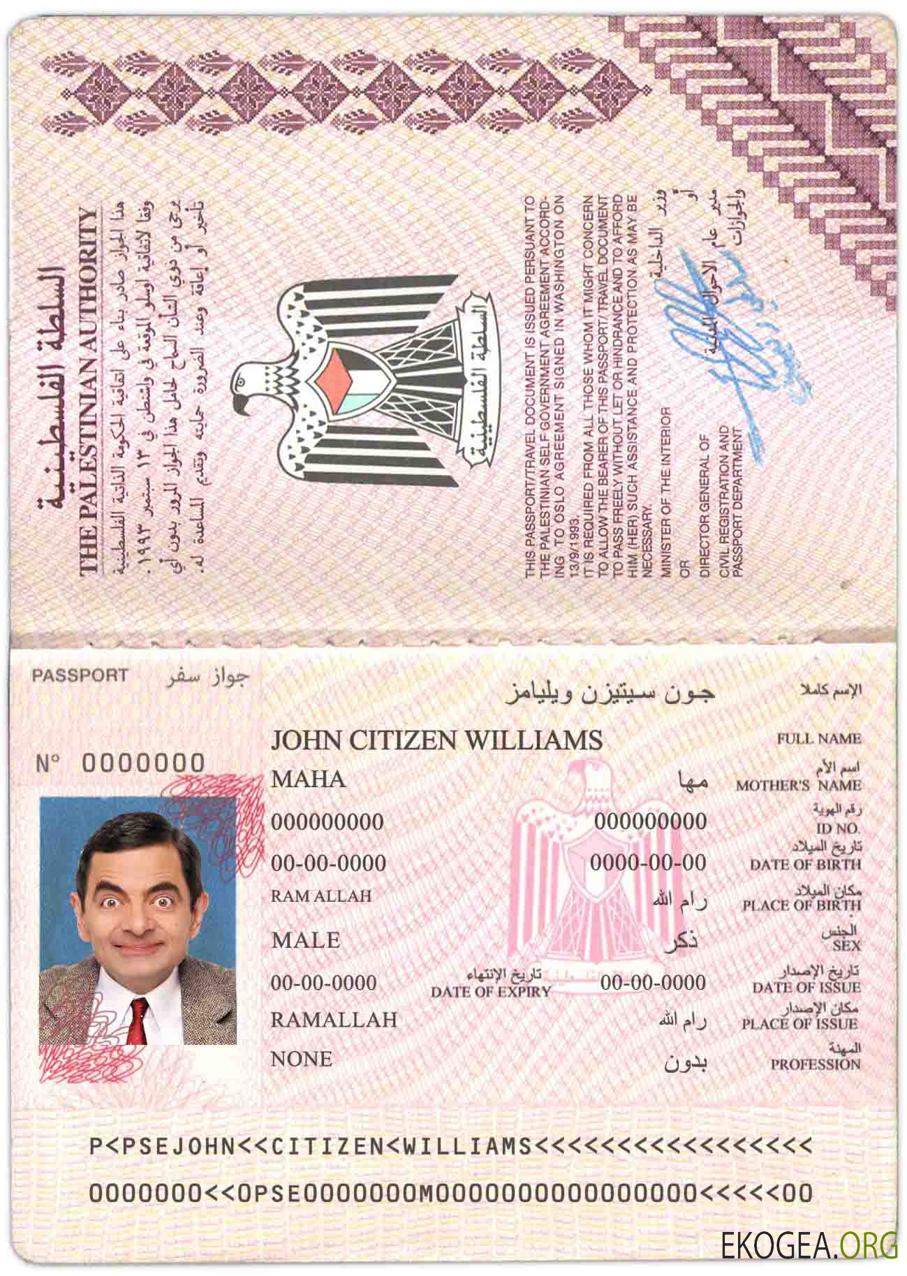 Passeport palestinien template Passeport palestinien template